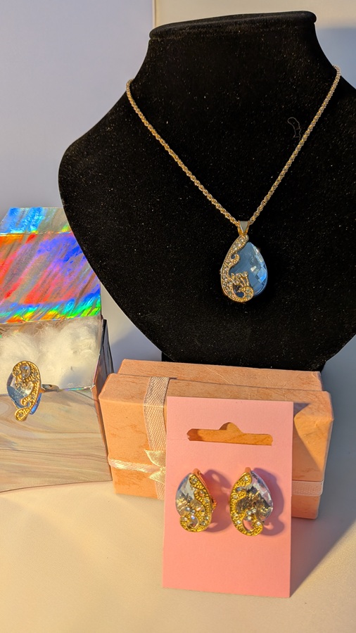 Bruid sieraden set blauw