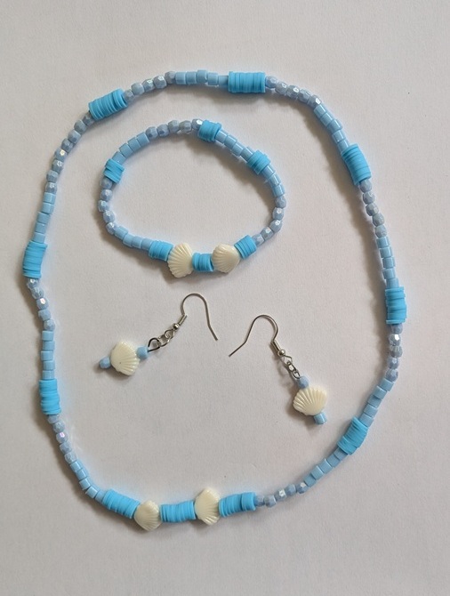 kralen ketting l.blauw set