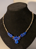 Gouden blauwe ketting met oorbellen