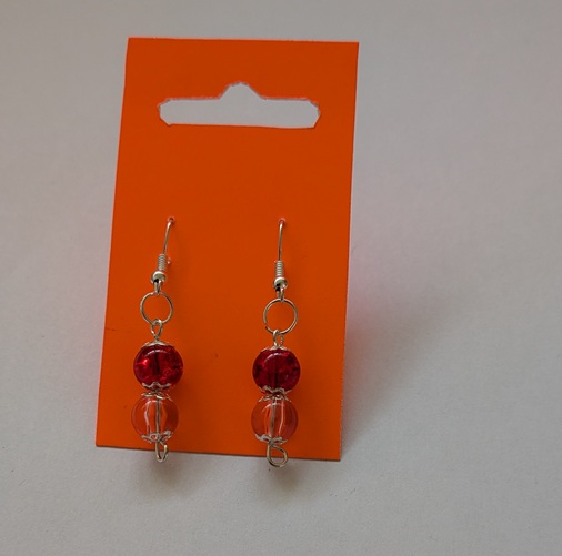 Rvs steek oorbellen rood wit facet