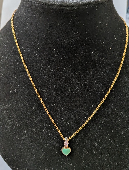 Gouden ketting bedel hart groen Gouden ketting bedel hart groen