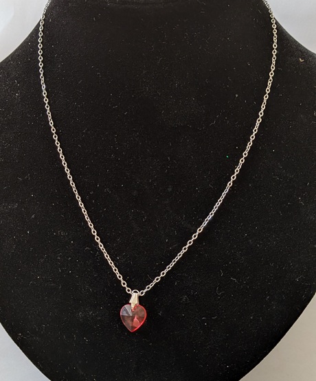 Rvs ketting bedel rood hart